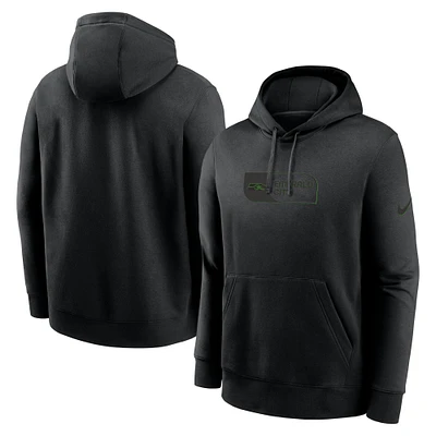 Men's Nike Black Seattle Seahawks Edge French Terry Club Pullover Hoodie