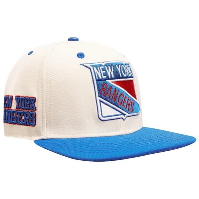 Men's Pro Standard Cream New York Rangers Retro Classic Logo Snapback Hat