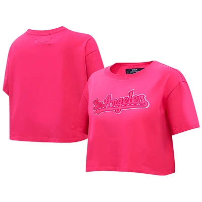 Women's Pro Standard Pink Los Angeles Dodgers Triple Boxy Cropped T-Shirt