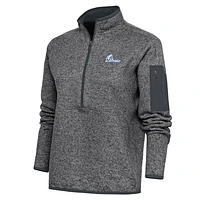 Women's Antigua  Heather Charcoal Drake Bulldogs Fortune Half-Zip Jacket