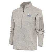 Women's Antigua  Oatmeal Drake Bulldogs Fortune Half-Zip Jacket