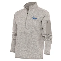 Women's Antigua  Oatmeal Drake Bulldogs Fortune Half-Zip Jacket