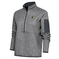 Women's Antigua  Heather Charcoal Emporia State Hornets Fortune Half-Zip Jacket