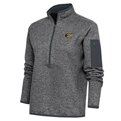 Women's Antigua  Heather Charcoal Emporia State Hornets Fortune Half-Zip Jacket
