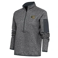 Women's Antigua  Heather Charcoal Emporia State Hornets Fortune Half-Zip Jacket