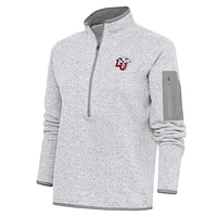 Women's Antigua  Heather Gray Liberty Flames Fortune Half-Zip Jacket