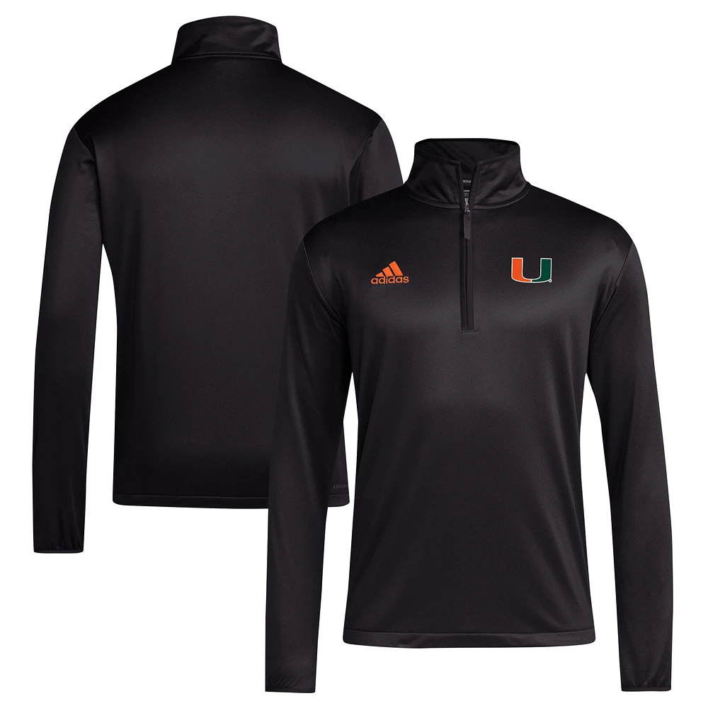 Men's adidas Miami Hurricanes 2024 Coaches Sideline Quarter-Zip Top