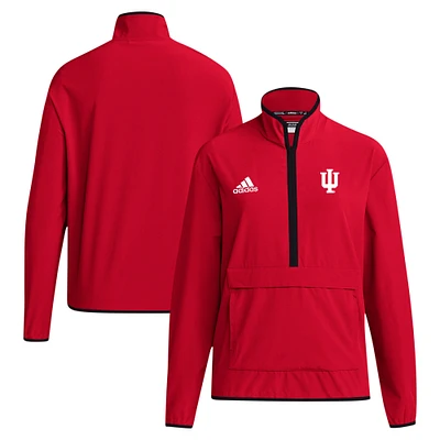 Men's adidas Crimson Indiana Hoosiers 2024 Coaches Sideline Half-Zip Jacket