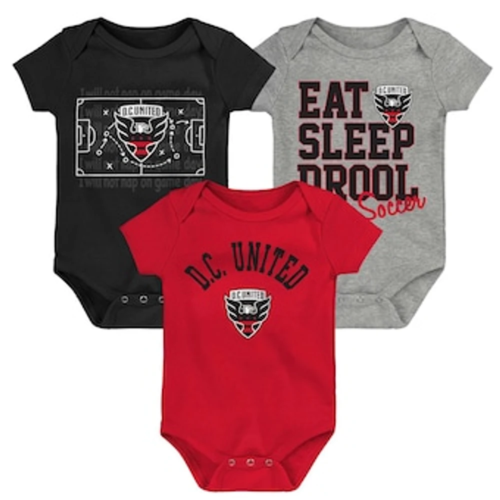 Newborn & Infant Black/Red/Gray D.C. United 3-Pack Bodysuit Set