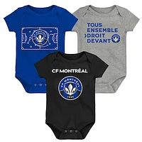 Newborn & Infant Blue/Black/Gray CF Montreal 3-Pack Bodysuit Set