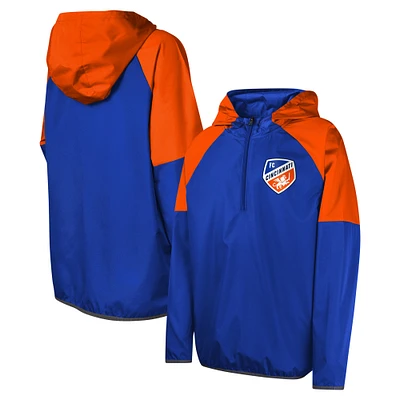 Youth Blue FC Cincinnati Unstoppable Half-Zip Hoodie Jacket