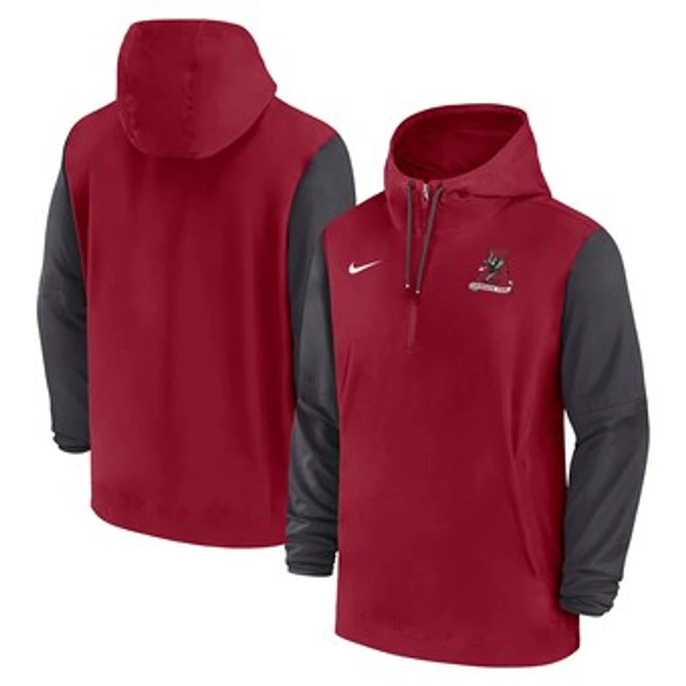 Men's Nike Crimson Alabama Tide 2024 Sideline Pregame Player Half-Zip Hoodie