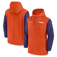 Men's Nike Orange Clemson Tigers 2024 Sideline Pregame Player Half-Zip Hoodie