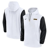 Men's Nike White Iowa Hawkeyes 2024 Sideline Pregame Player Half-Zip Hoodie