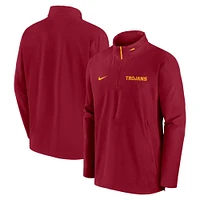 Men's Nike Cardinal USC Trojans Sideline Coaches Quarter-Zip Jacket