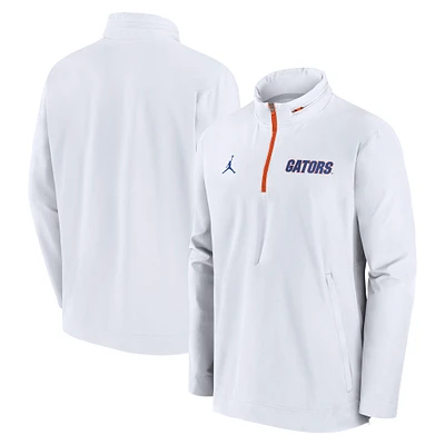 Men's Jordan Brand White Florida Gators Sideline Coaches Lightweight Quarter-Zip Jacket