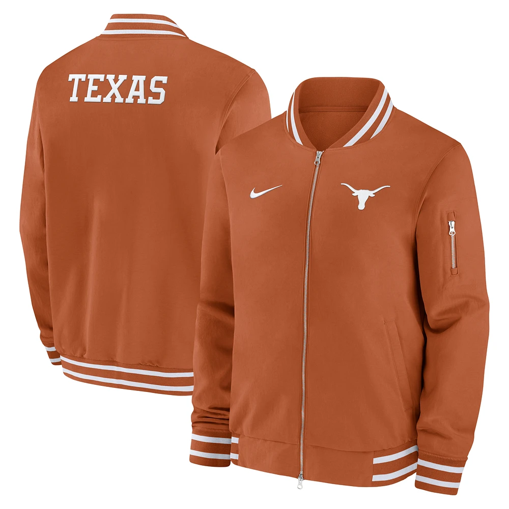 Men's Nike Texas Orange Longhorns 2024 Sideline Full-Zip Bomber Jacket