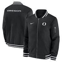 Men's Nike Black Oregon Ducks 2024 Sideline Full-Zip Bomber Jacket