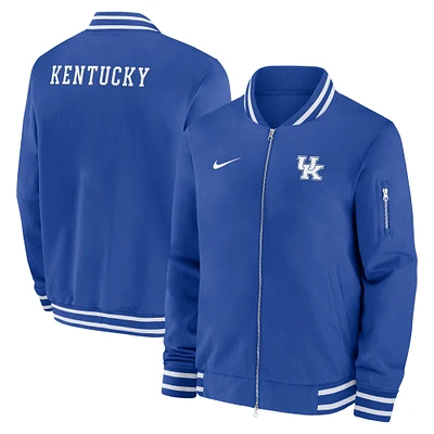 Men's Nike Royal Kentucky Wildcats 2024 Sideline Full-Zip Bomber Jacket