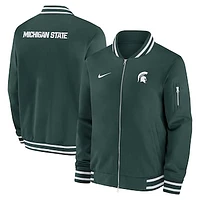 Men's Nike Green Michigan State Spartans 2024 Sideline Full-Zip Bomber Jacket