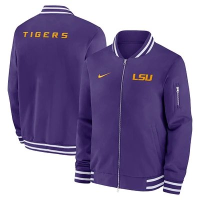 Men's Nike Purple LSU Tigers 2024 Sideline Full-Zip Bomber Jacket