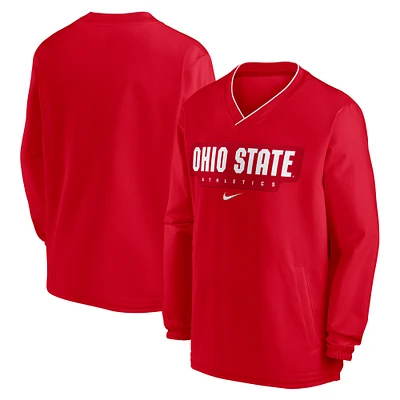 Men's Nike Scarlet Ohio State Buckeyes 2024 Sideline Pullover Windshirt