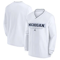 Men's Jordan Brand White Michigan Wolverines 2024 Sideline Pullover Windshirt