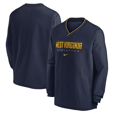 Men's Nike Navy West Virginia Mountaineers 2024 Sideline Pullover Windshirt