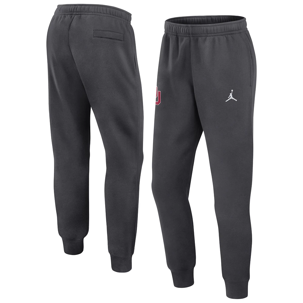 Men's Jordan Brand Anthracite Oklahoma Sooners 2024 Sideline Club Fleece Joggers