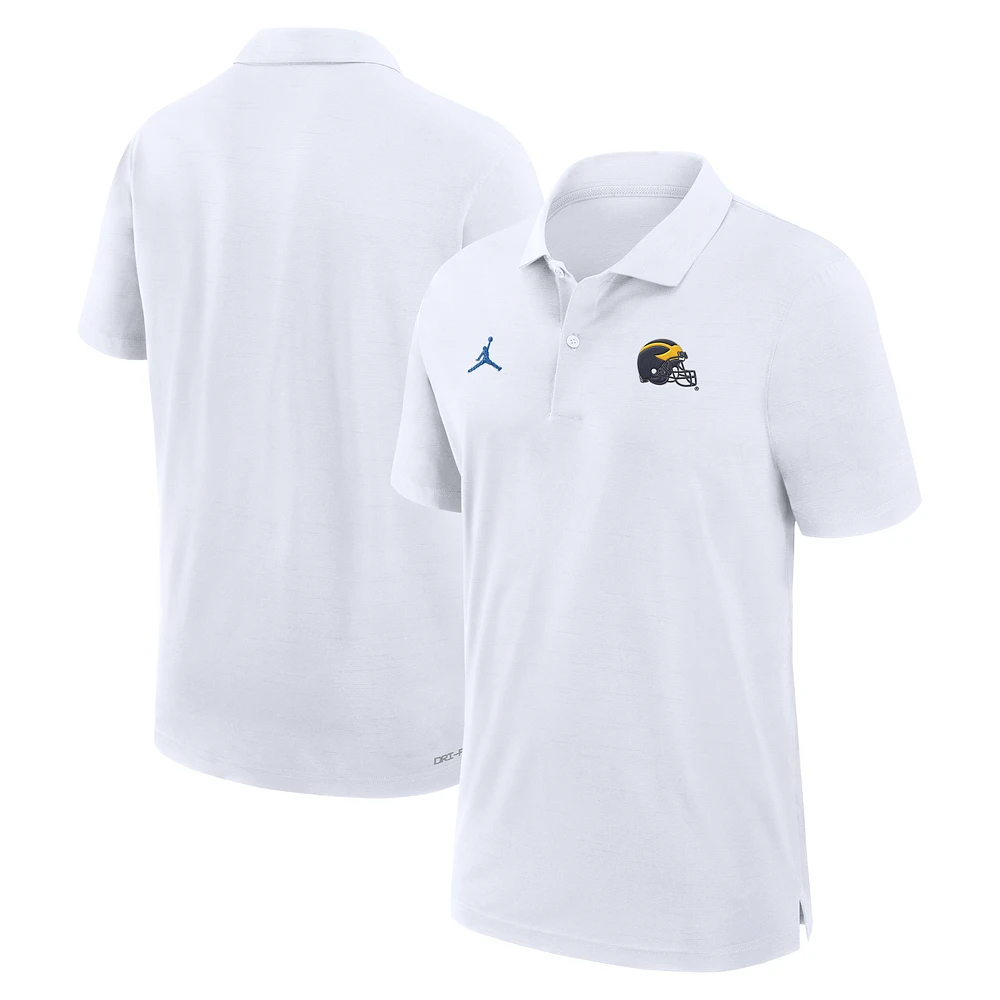 Men's Jordan Brand White Michigan Wolverines 2024 Sideline Woven Performance Polo