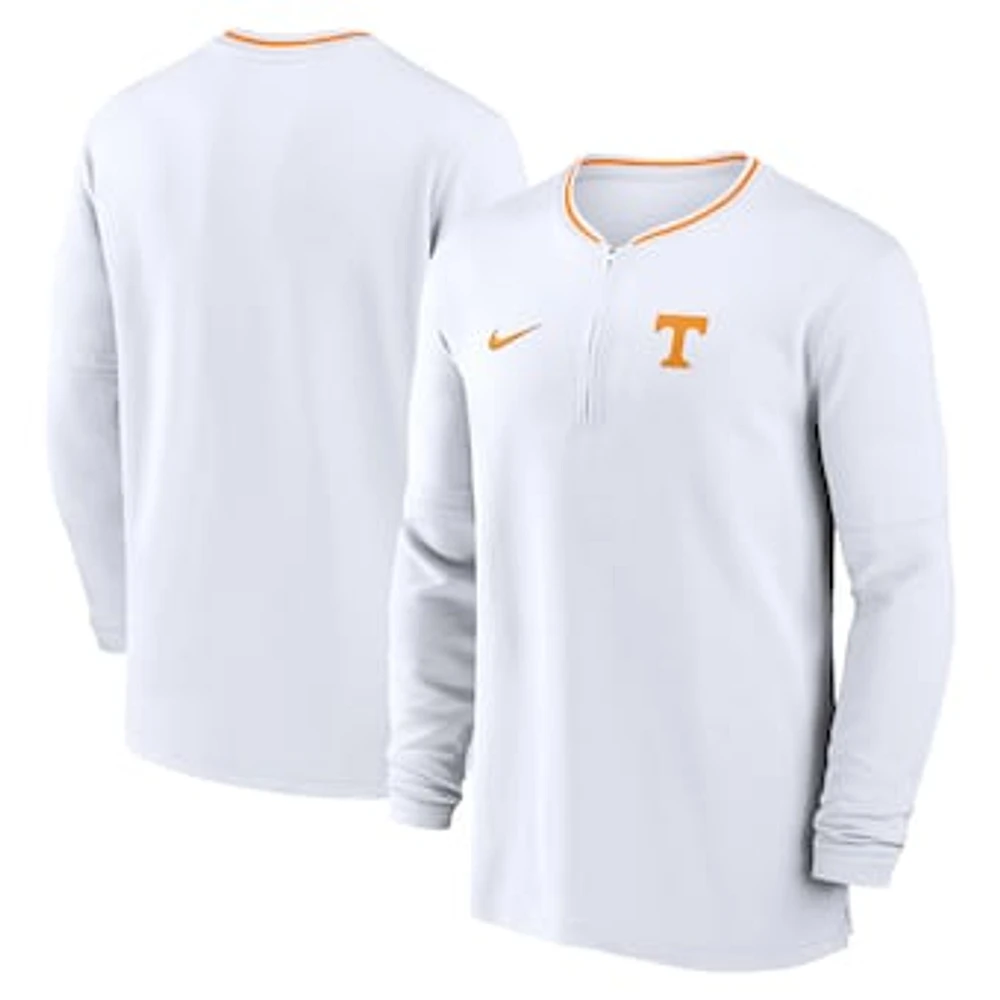 Men's Nike White Tennessee Volunteers 2024 Sideline Coach Performance Half-Zip Long Sleeve Top