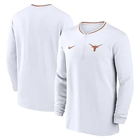 Men's Nike White Texas Longhorns 2024 Sideline Coach Performance Half-Zip Long Sleeve Top