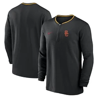 Men's Nike Black USC Trojans 2024 Sideline Coach Performance Half-Zip Long Sleeve Top