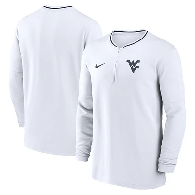 Men's Nike White West Virginia Mountaineers 2024 Sideline Coach Performance Half-Zip Long Sleeve Top