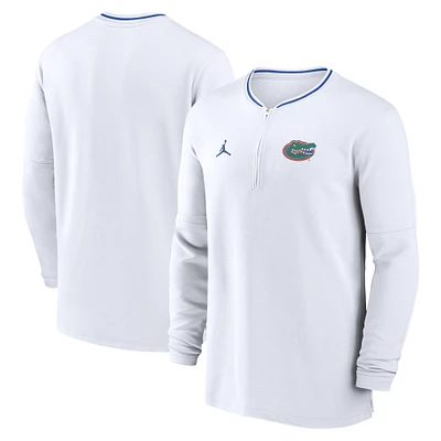 Men's Jordan Brand White Florida Gators 2024 Sideline Coach Performance Half-Zip Long Sleeve Top