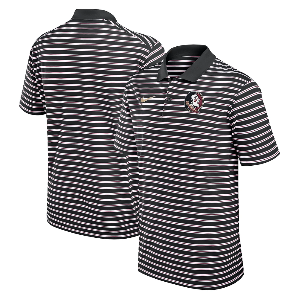 Men's Nike Black/White Florida State Seminoles Primetime Victory Striped Performance Polo