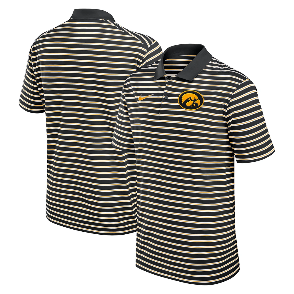 Men's Nike Black/White Iowa Hawkeyes Primetime Victory Striped Performance Polo