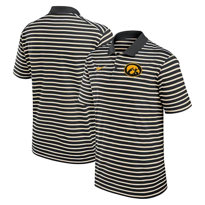 Men's Nike Black/White Iowa Hawkeyes Primetime Victory Striped Performance Polo