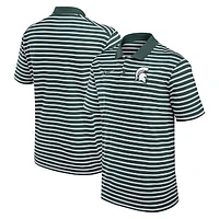 Men's Nike Green/White Michigan State Spartans Primetime Victory Striped Performance Polo