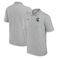 Men's Nike Pewter/White Michigan State Spartans Primetime Victory Striped Performance Polo