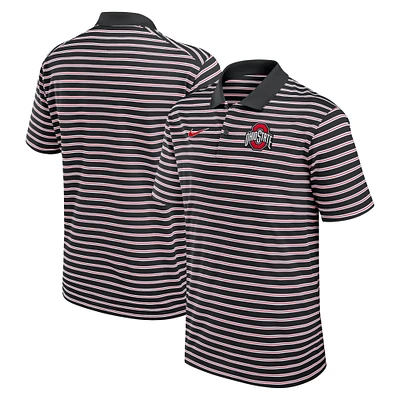 Men's Nike Black/White Ohio State Buckeyes Primetime Victory Striped Performance Polo