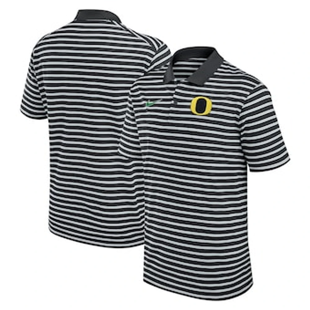 Men's Nike Black/White Oregon Ducks Primetime Victory Striped Performance Polo