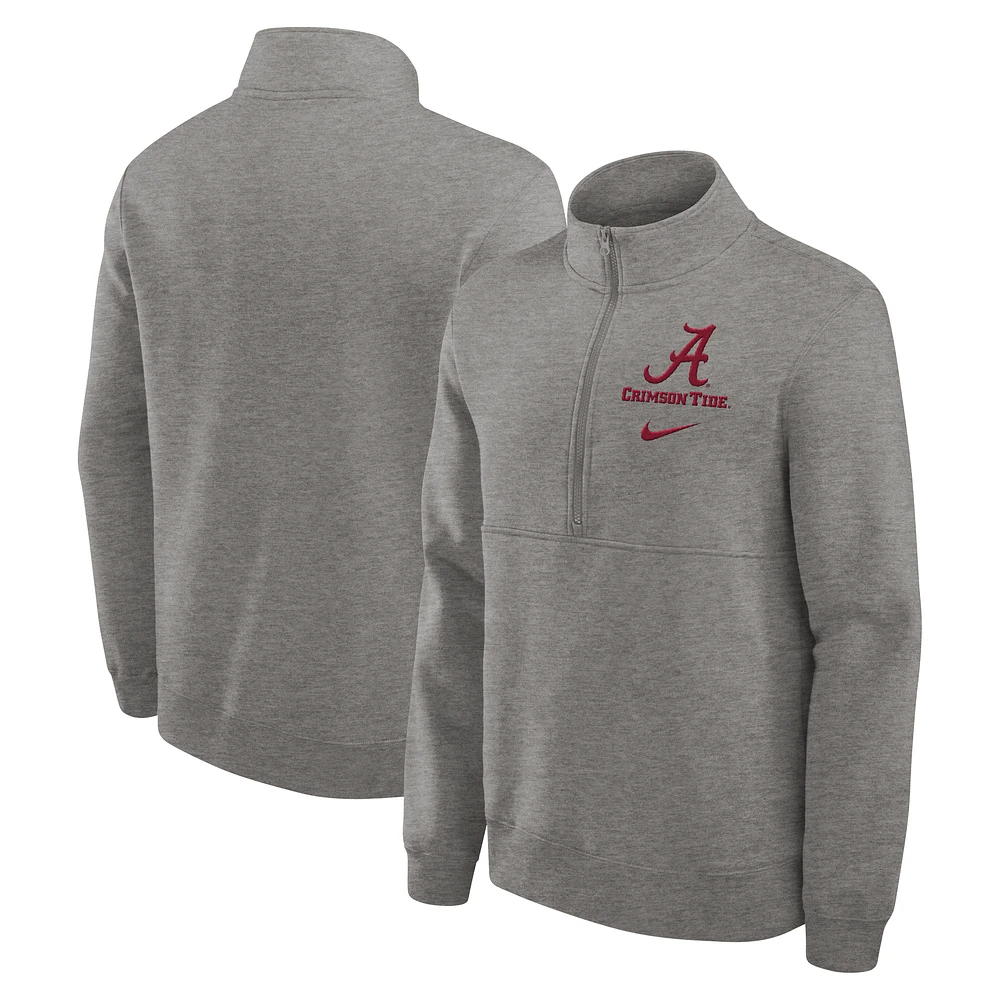 Men's Nike Heather Gray Alabama Crimson Tide Primetime Club Half-Zip Sweatshirt