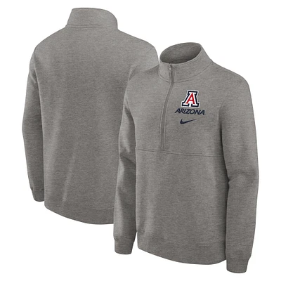 Men's Nike Heather Gray Arizona Wildcats Primetime Club Half-Zip Sweatshirt