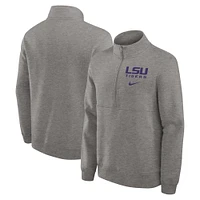 Men's Nike Heather Gray LSU Tigers Primetime Club Half-Zip Sweatshirt