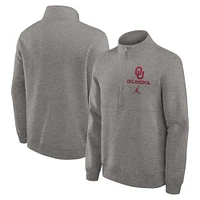 Men's Jordan Brand Heather Gray Oklahoma Sooners Primetime Club Half-Zip Sweatshirt