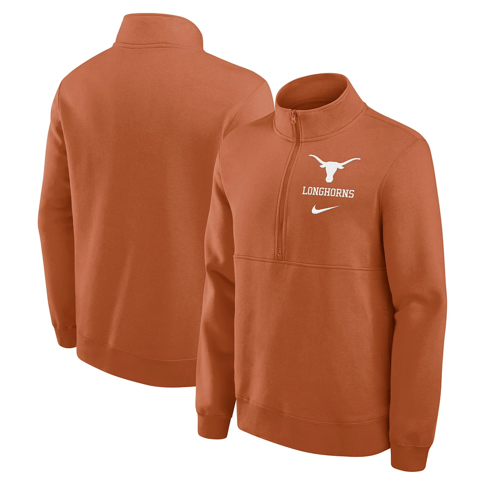 Men's Nike Texas Orange Longhorns Primetime Club Half-Zip Sweatshirt