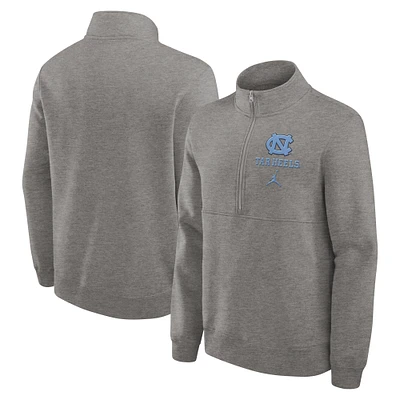 Men's Jordan Brand Heather Gray North Carolina Tar Heels Primetime Club Half-Zip Sweatshirt