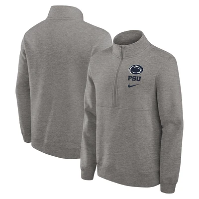 Men's Nike Heather Gray Penn State Nittany Lions Primetime Club Half-Zip Sweatshirt