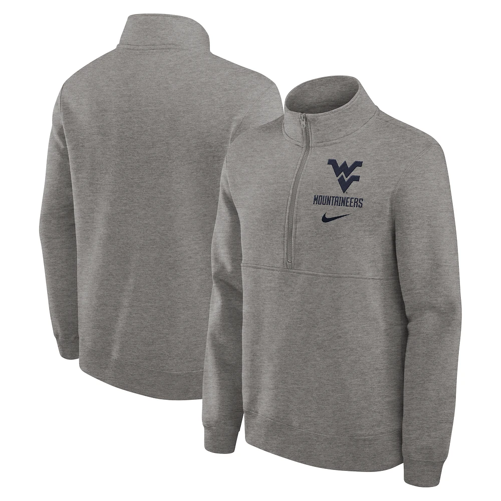 Men's Nike Heather Gray West Virginia Mountaineers Primetime Club Half-Zip Sweatshirt